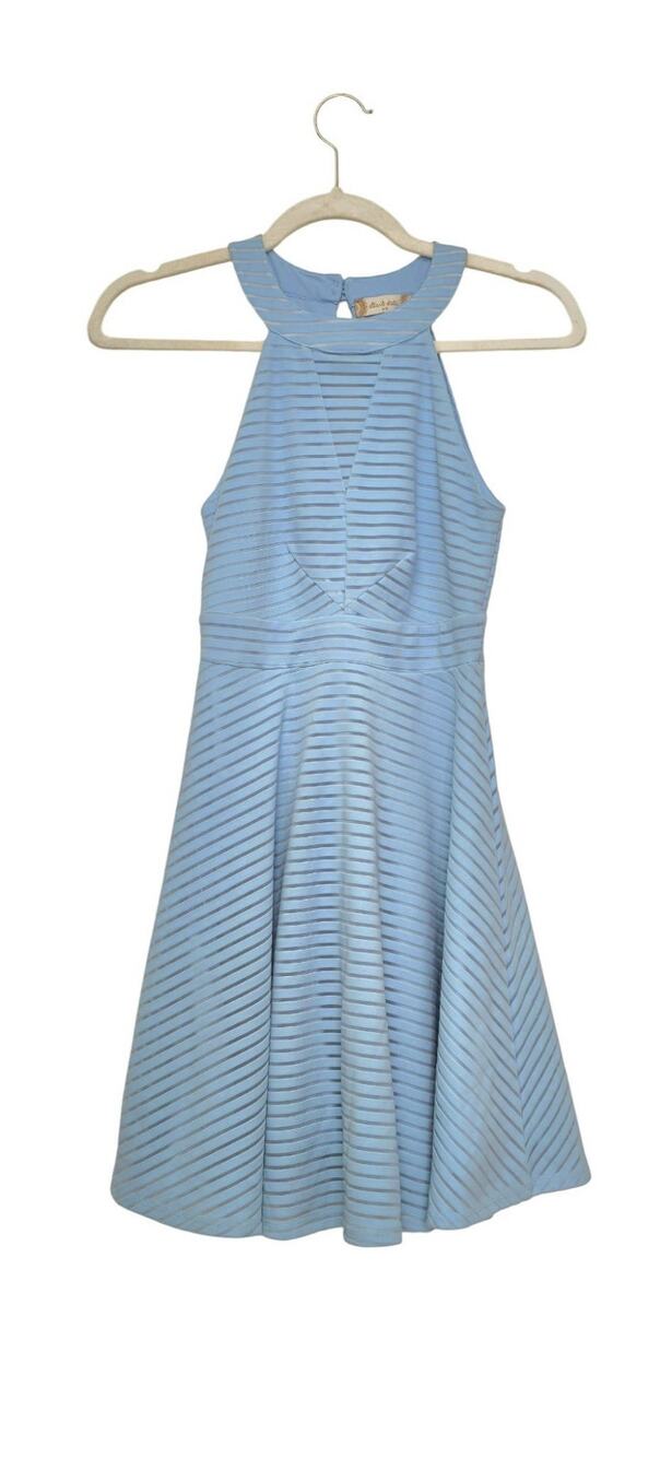 NWT Altar'd State Light Blue Mesh Halter Mini Dress XS Keyhole Back Cocktail